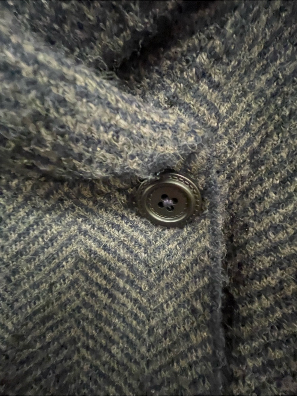 Max Studio Women's Gray Herringbone Funnel Neck Sweater Coat - Picture 2 of 4